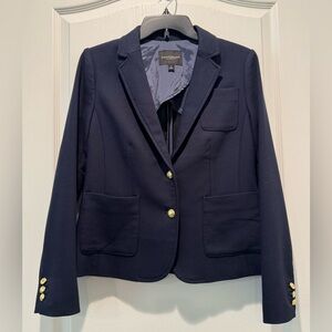Banana Republic Navy Blazer with Gold Accents & Pockets